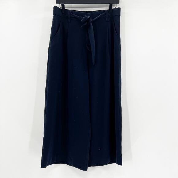 Zara Pants - Zara Women's Navy Blue High Waisted Cropped Wide Leg Trousers Pants Size‎ L